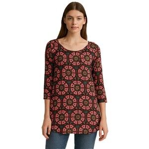 Hypnotik Tunic Womens Large Black Pink Mandala Print Chic Vibrant Modest